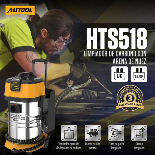 AUTOOL HTS518 Arenadora para válvulas con granulado de cáscara de nuez