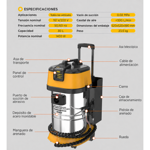AUTOOL HTS518 Arenadora para válvulas con granulado de cáscara de nuez