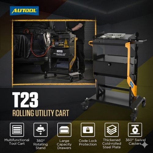 Carro de transporte de varios niveles AUTOOL T23 con ruedas y asa