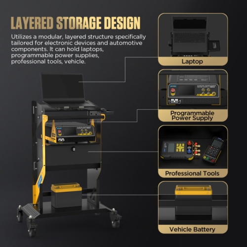 Carro de transporte de varios niveles AUTOOL T23 con ruedas y asa