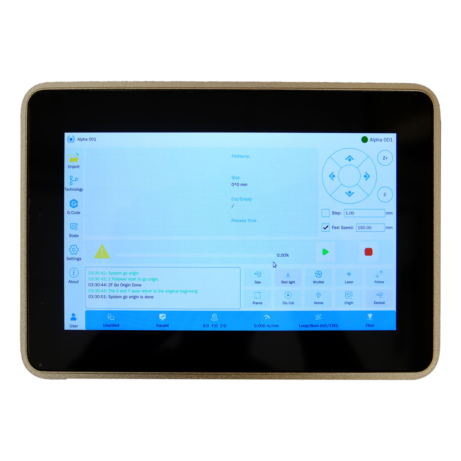 Panel táctil NexCut de la cortadora láser FIBER ZX-3030FL